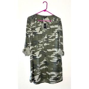 NWT Camo Print Long Sleeve Dress